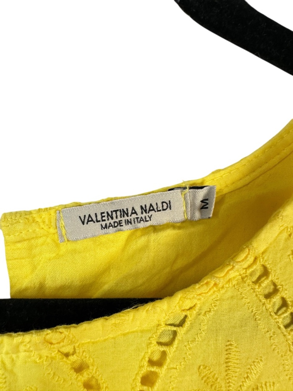 Valentina Naldi Eyelet High Low Dress Yellow Sleeveless Resort Medium Coastal - Picture 13 of 15